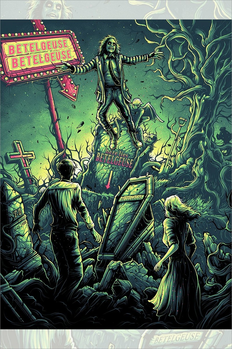 Beetlejuice Dan Mumford Poster Screen Print Blacklight 18x24 Mondo
