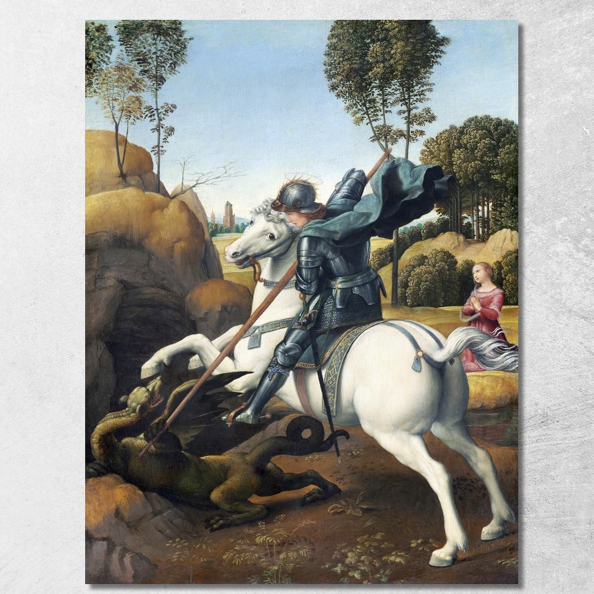 Der Heilige Georg Und Der Drache Raphael, rph33 drucken auf leinwand