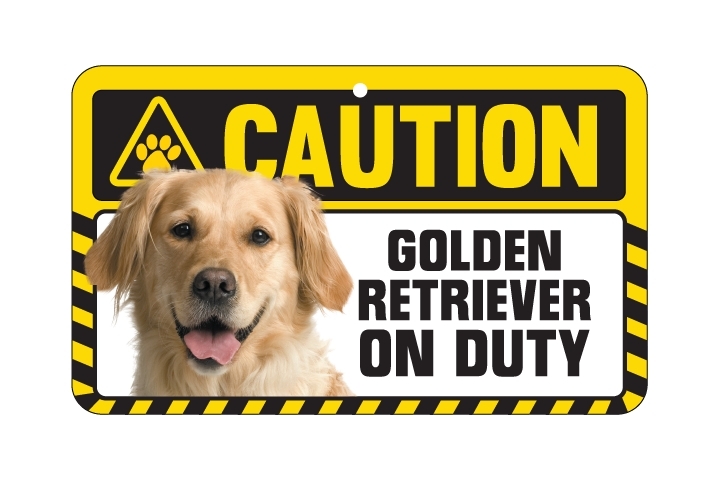 Dog Sign Caution Beware - Golden Retriever