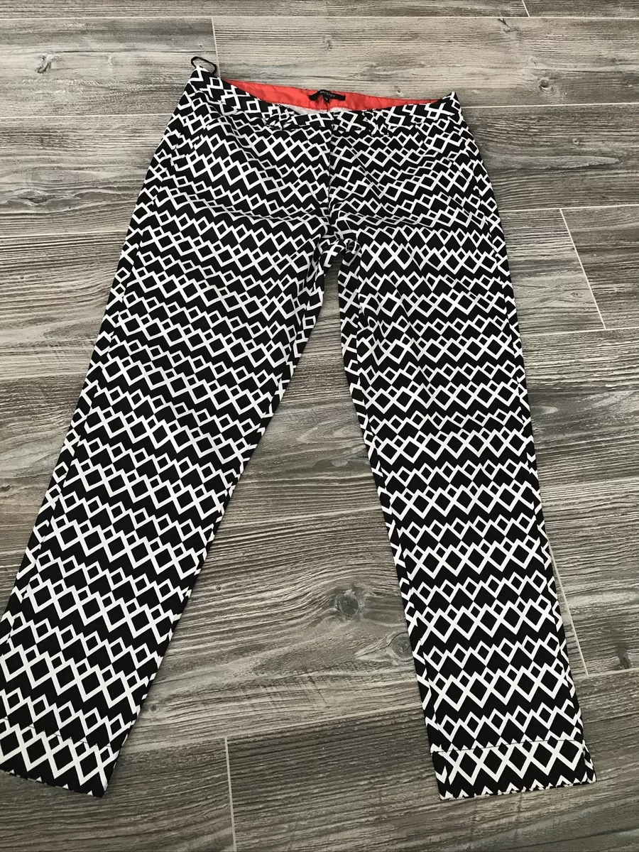 LADIES BLACK WHITE PATTERNED CROP TROUSERS MYSTIFY UK SIZE 10