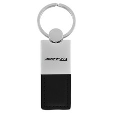 Dodge SRT-8 Keychain Keyring - Duo Premium Black Leather Metal Key Fob