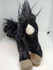 Aurora Black Horse With White Plush Stuffed Animal Pony Toy Bean Bag 10