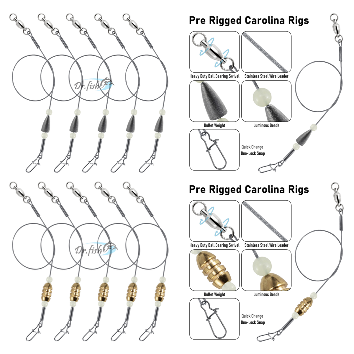 15 Pack Stainless Steel Wire Leaders for Bass Fishing Fishing Rigs