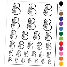 Rose Typewriter Font Number 8 Eight Temporary Tattoo Water Resistant Set