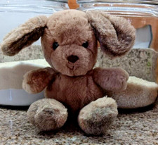 Russ Vintage RARE Dunhill Dog Soft N Suede Plush Tan Brown Nose Tan Beige 9"