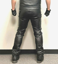 Kerr Thick Black Leather Pants size 28 Made in USA