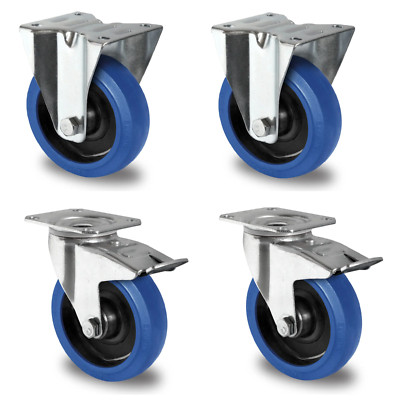 Set Blue Wheels Ø 80-200 mm   Bock, Lenk & Bremse   Schwerlastrollen Frei Haus