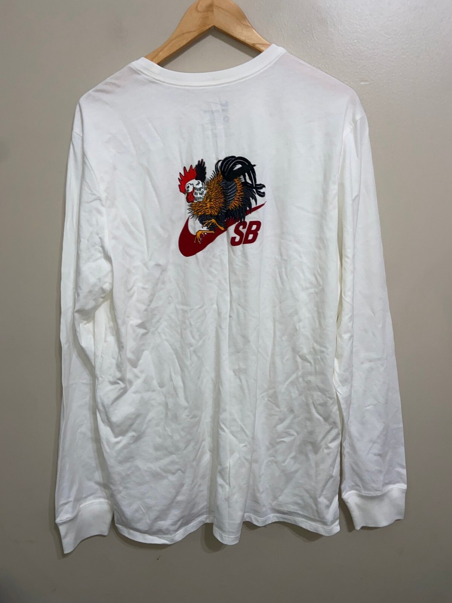 Nike SB Men's Long Sleeve Tee XL Soft Cotton Rooster T-Shirt Nike SB Men's Long Sleeve Tee XL Soft Cotton Rooster T-Shirt