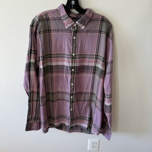Todd Snyder purple madras plaid Button down Shirt top XL Men’s Button Front