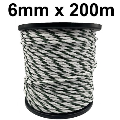 6 mm Elektrozaun weiß und grün Polyseil - 200 m Rollenzaun 6 x 0,2 mm Pferd