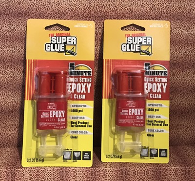 2- The Original Super Glue 5 Minute Quick Setting Epoxy Clear 0.2 oz. Tube NEW