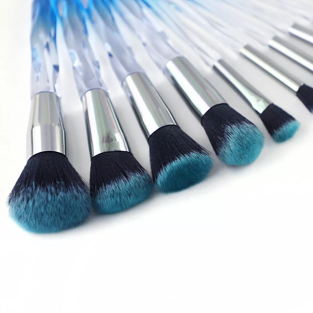 10pcs professional makeup brush with crystal handle foundation brush hot sale