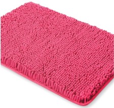 Bathroom Rug Shower Rug Chenille Bath Mat Hot Pink Plush Pile