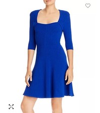 SMALL Milly Ribbed Fit and Flare Dress BNWTS Retails 395 In Sapphire