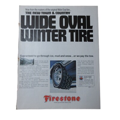 1967 Firestone New Country Town & Country Winter Tire - Vintage Print Ad