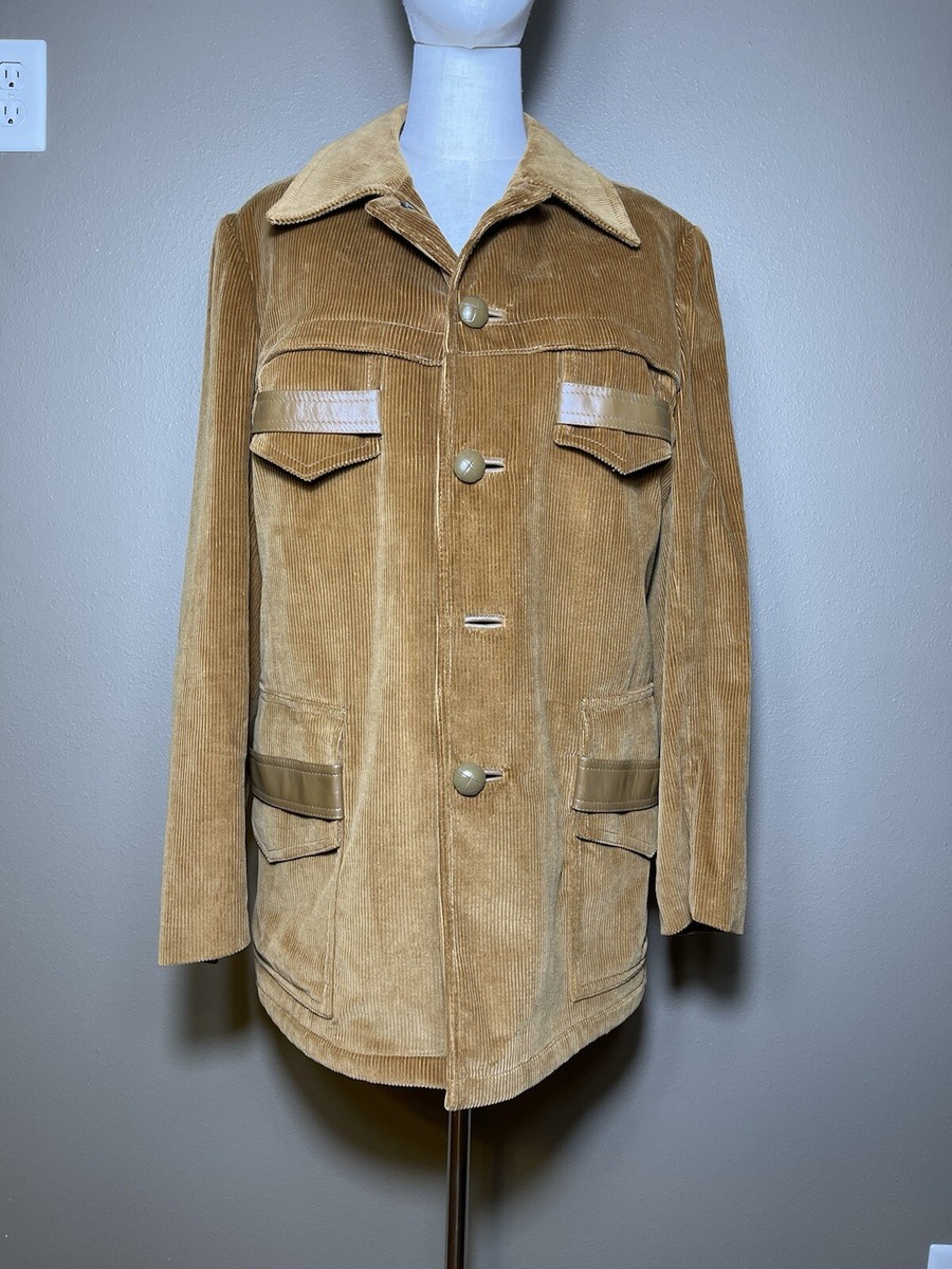 Vintage 1970s Peters Caramel Brown Corduroy Jacket Size Large