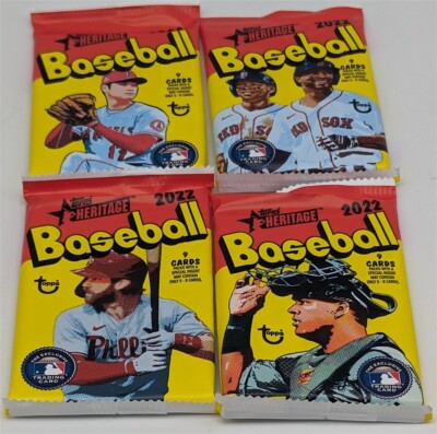 Art Set Lot of 4 Unopened Blaster Packs 2022 Topps Heritage MLB Baseball Cards