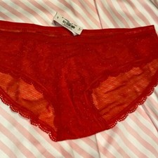 Victoria's Secret Panty Bikini Red Lace Shimmer