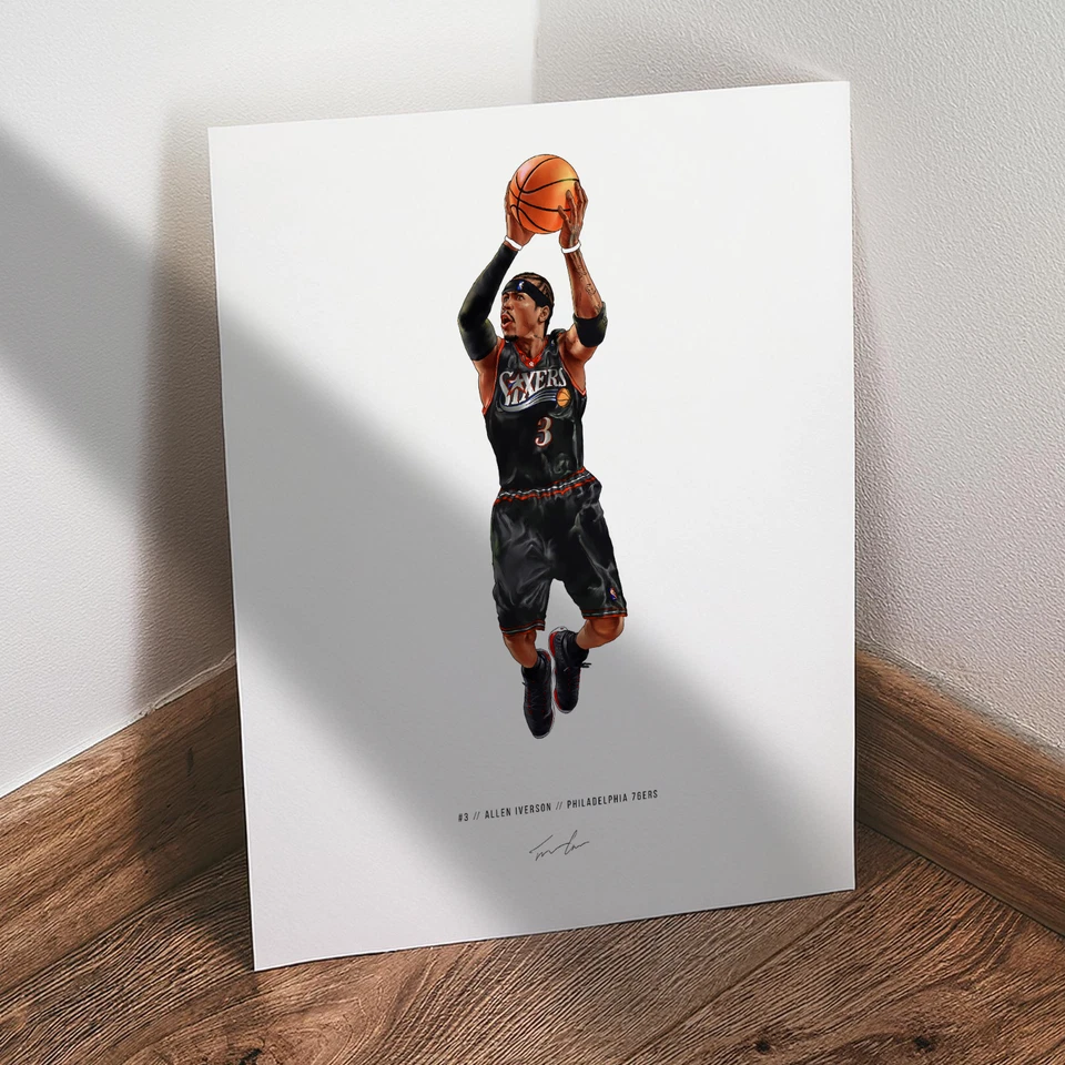Allen Iverson Philadelphia 76ers Basketball 8x10 Print Poster Art Illustrated - Image 3 of 4