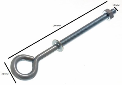 Perno De Ojo M10 X 200 Mm Con Tuercas Y Arandelas – Paquete De 4 – Resistente A La Intemperie BZP