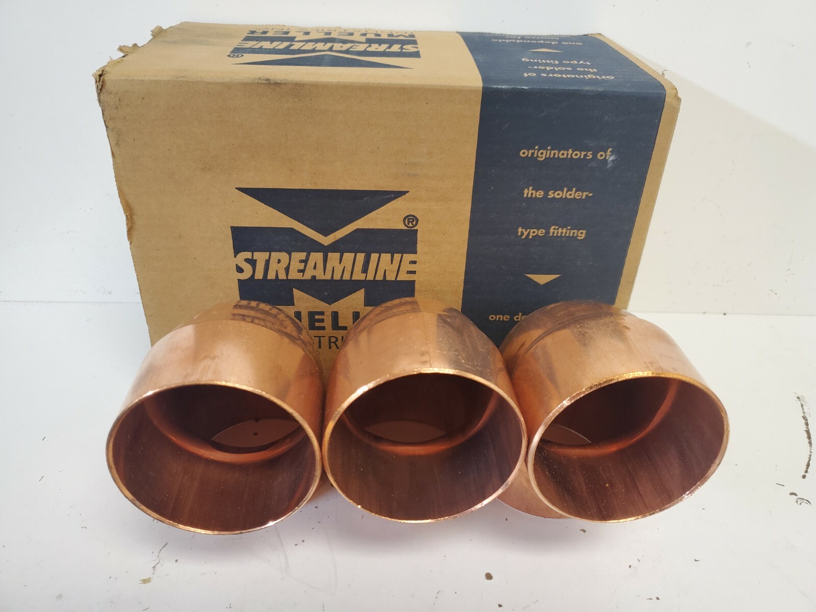 BOX OF (3) NEW OLD STOCK! MUELLER COPPER 90 DEG ELBOW FITTINGS W-02088