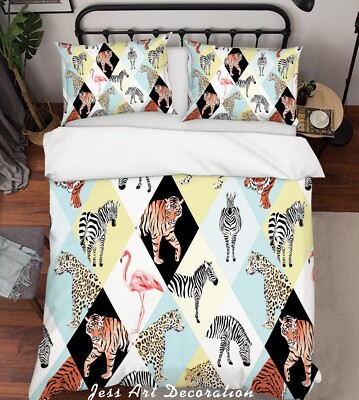 3D Animal Illustration Quilt Cover Set Bedding Sets Pillowcases Queen