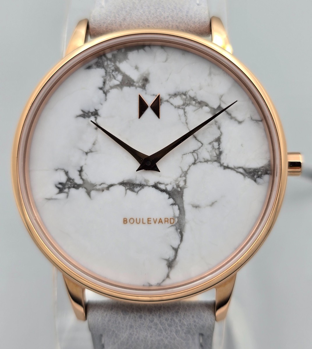 MVMT Marble Dial Watch Cream Leather Strap Minimalist Watch w/ Box MVMT White Face / Tan Leather Watch Unboxing - YouTube main image 3
