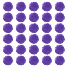 30Pcs Fluffy Soft Faux Fur Pom Poms for Hats with Elastic Loop, Dark Purple