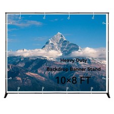 10x8 FT WxH Heavy Duty Adjustable Backdrop Banner Stand for Party