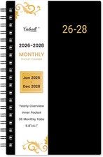 2026-2028 Pocket Calendar Planner 3 Year Monthly Pocket Planner 2026202