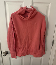 Under Armour Women s Pink Pullover Fleece Hoodie Loose Fit Logo Long Sleeve M