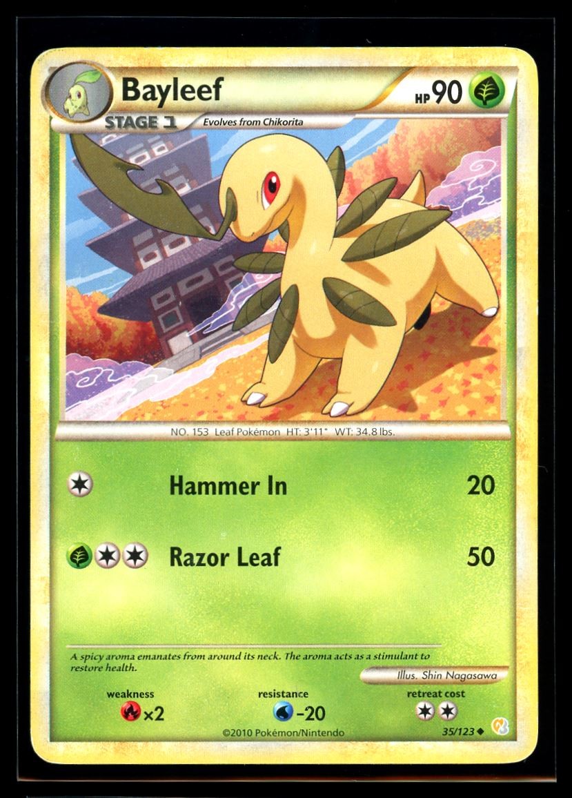 2010 HeartGold & SoulSilver Bayleef #35 Non Holo Pokemon Card
