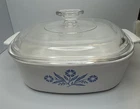 Vintage Corning Ware Blue Cornflower Casserole Dish #A-2-B with PYREX Lid A.9.C
