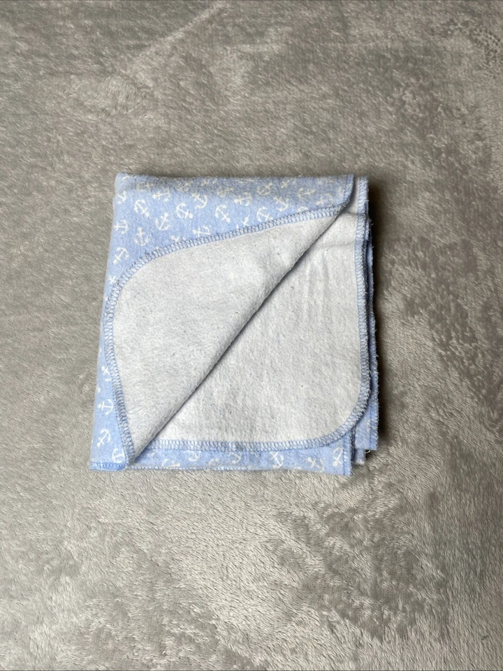 Детское одеяло CuddleTime Anchor сине-белое морское фланелевое пеленальное - Изображение 2 из 4