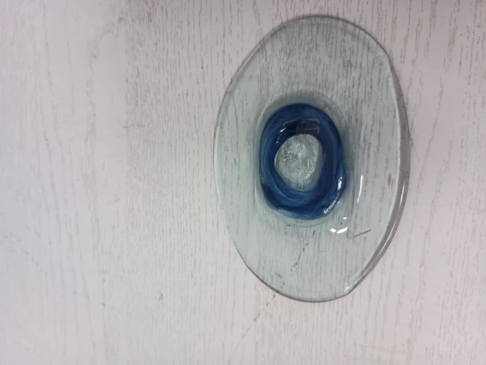 Jabonera ovalada de vidrio artístico soplado a mano vintage azul transparente decoración de baño 6,5"x4" Foto 3 de 4