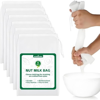 6 Pcs Nut Milk Bag 12 x 8 Inch Yogurt Strainer 200 Mesh Cheese Cloth Bag