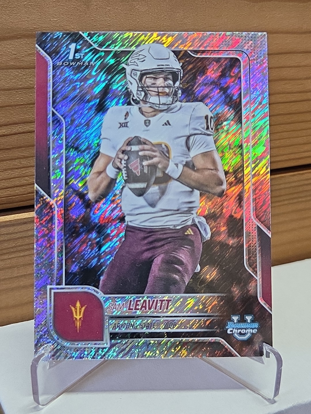 2025 Bowman Chrome U SAM LEAVITT (#195) Shimmer Refractor 1st Bowman