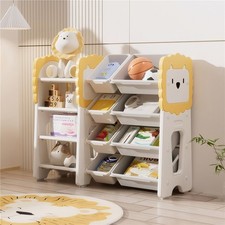 4-Tier Kids Toy Storage Bookshelf Storage Organizer W/8 Removable Storage Bins