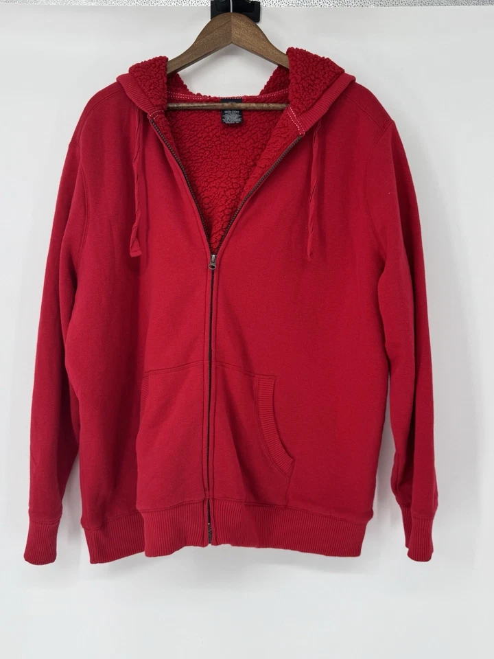 Faded Glory Sherpa Fleece Lined Hoodie Full Zip Sweatshirt Y2K 3X Plus Red - Image 2 of 4