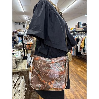 Patricia Nash Brown Floral Leather crossbody bag