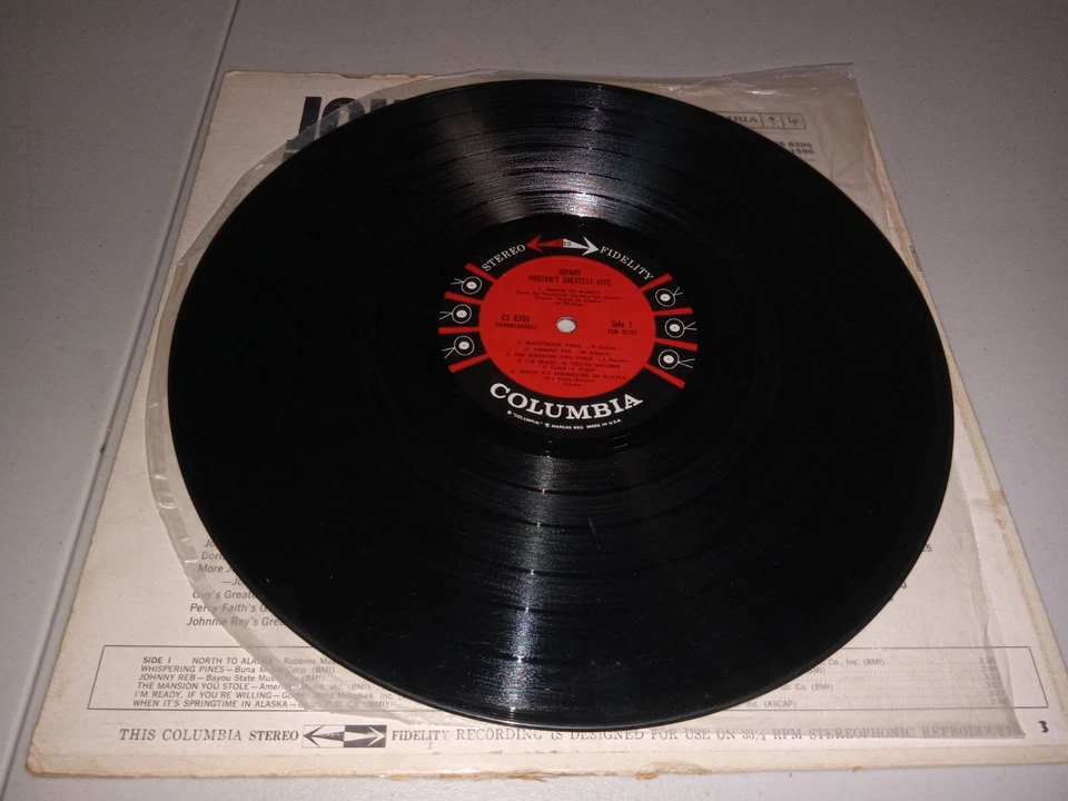 Johnny Horton's Greatest Hits Vinyl Record COLUMBIA CS8396 - Image 4 of 4