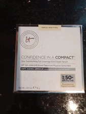 IT COSMETICS Confidence in a Compact TAN Solid Serum Foundation SPF50+New In Box