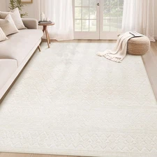 4x6 Geometric Rug: Washable Boho Moroccan Throw Rug Neutral Modern Farmhouse ...