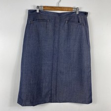 Pendleton Midi Skirt 16 Blue 100 Virgin Wool Lined Made In USA