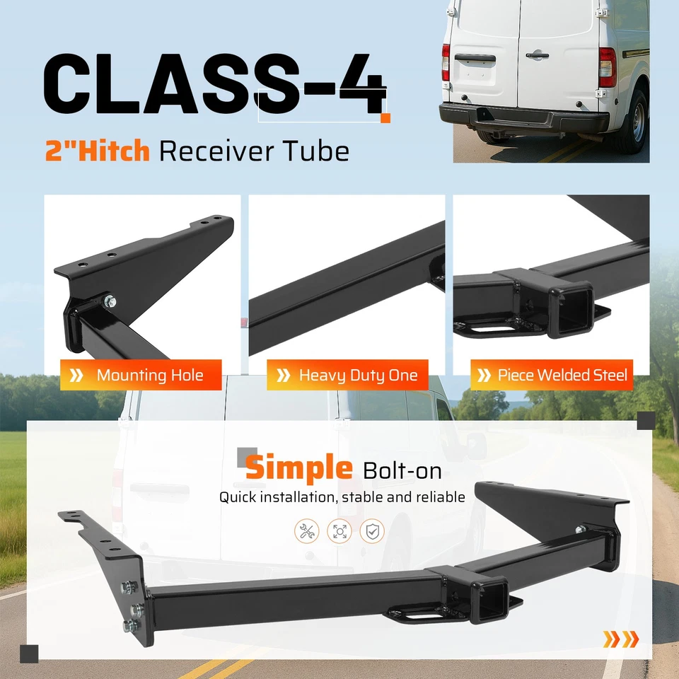 Trailer Tow 2" Receiver Hitch Black For Nissan NV1500 NV2500 NV3500 2012-2021 Foto 3 de 4