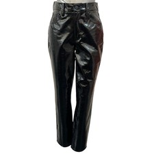 Good American Black Faux Leather Straight Leg Pants Size 2/26