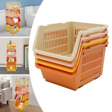 4 PCS Stacking Storage Baskets Modern Stackable Organizer Bins PP For Home