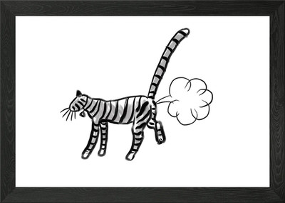 Furzende Katze Gerahmtes Wandbild Poster Leinwanddruck Bild