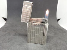 Vintage Dupont gas lighter Gatsby Silver Intersect Line 2 Working Condition