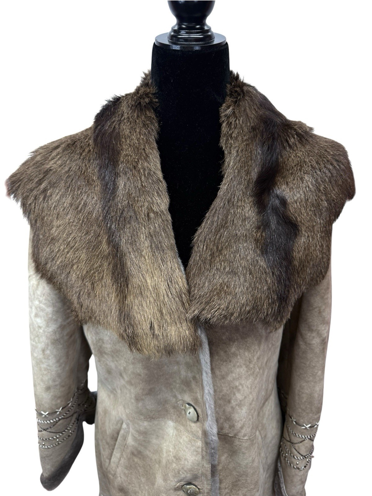 Faracci Shearling Coat Brown Suede Sheepskin Fur … - image 3